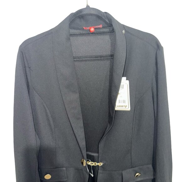 Love 83 Love Yourself Black Steampunk Style Blazer Gold Button Detail Sz 2XL NWT - Picture 3 of 14